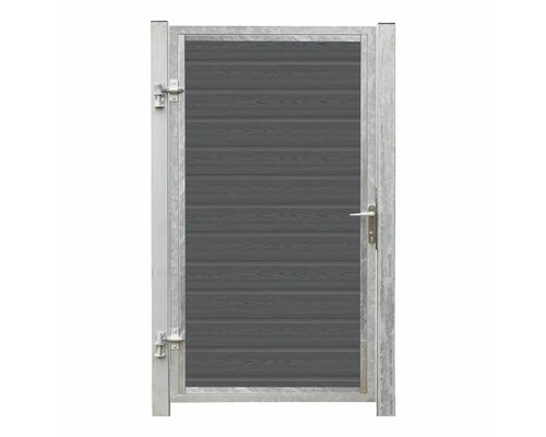 Trädgårdsgrind med metallram och träfyllning