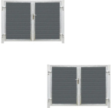 Dubbelport med metallram och horisontell fyllning