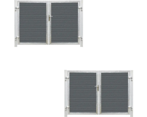 Dubbelport med metallram och horisontell fyllning