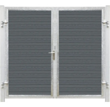 Dubbelgrind i metall med fyllning i träutseende