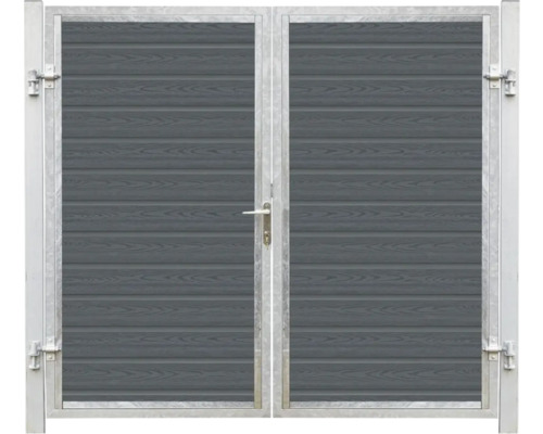 Dubbelgrind i metall med fyllning i träutseende