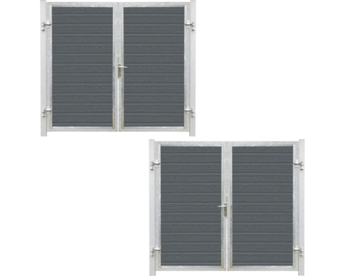 Dubbelgrind i metall med träinsats