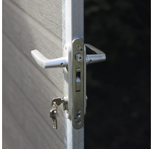 Dörr med dörrhandtag, lås och nyckel