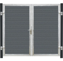 Dubbel metallgrind med träpaneler