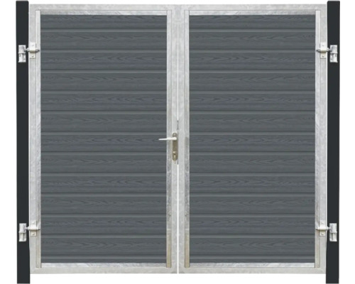 Dubbel metallgrind med träpaneler