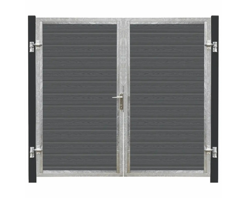 Dubbelport av metall med träfyllning