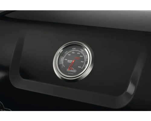 Närbild av en grilltermometer med temperaturvisning