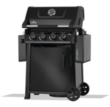 Svart Napoleon Freestyle gasolgrill med fyra brännare, termometer och förvaringsutrymme