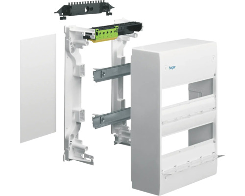 Säkringsskåp med monteringsskena och fästelement