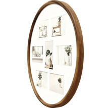 Rund fotoram i trä för sju foton