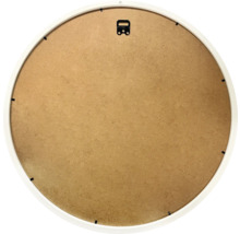 Baksida av en rund fotoram med upphängningssystem