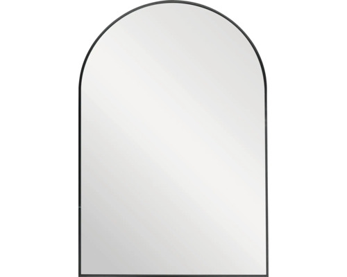 Väggspegel svart aluminium 50x75cm Rektangulär spegel med rundad överdel