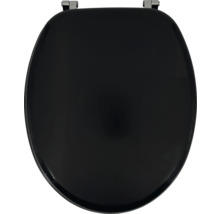 Svart toalettsits med kromade gångjärn