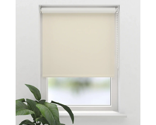 Rullgardin SOLUNA mörkläggande V23 creme 100x190 Fönster med beige rullgardin och sidodrag