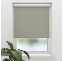 Översikt över ett fönster med en grå rullgardin