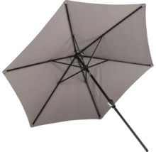 Öppnat trädgårdsparasoll med ram