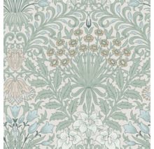 Blommig tapet med blommönster och bladmönster