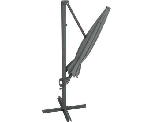 Grått hängande parasoll med stativ