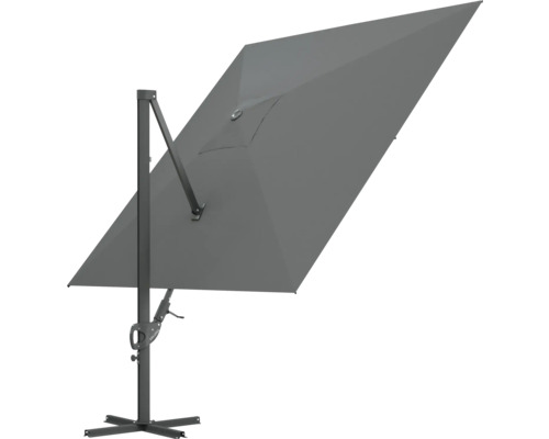 Fristående parasoll med fyrkantig skärm och vevmekanism