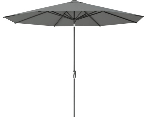 Parasoll SOLUNA Ø300cm polyester (PES) mörkgrå Grått parasoll med vev för öppning