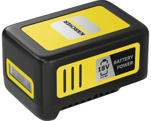 Kärcher Battery Power batteri med 18 volt och 5 amperetimmar kapacitet inklusive LCD display för laddningsindikering.