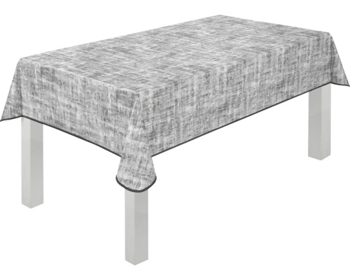 Bord med gråmönstrad bordsduk