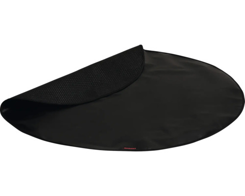 Rund, svart golvskyddsmatta