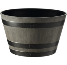 Blomkruka i träutseende med dekorativa dekorband