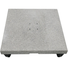 Fyrkantigt parasollställ av granit med hjul