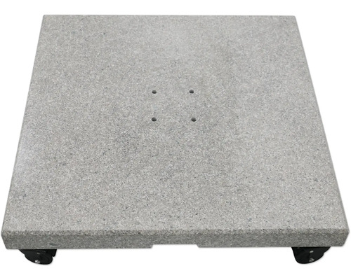 Fyrkantigt parasollställ av granit med hjul