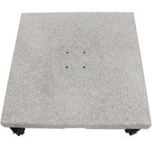 Fyrkantigt parasollfot av sten med hjul