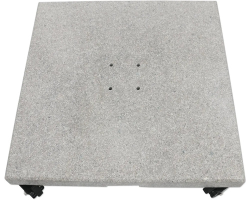 Fyrkantigt parasollfot av sten med hjul