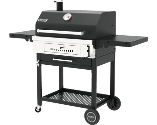 Kolgrill med förvaringsutrymmen och vagn