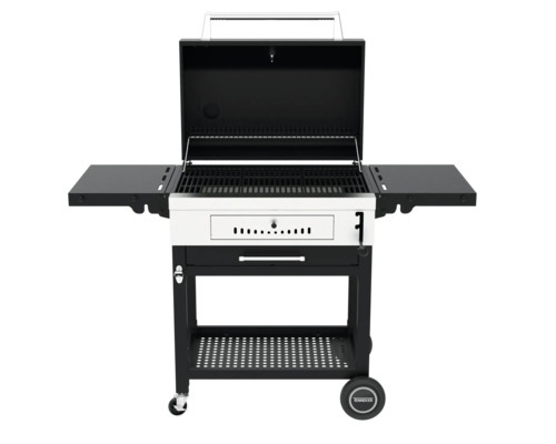 Kolgrill med förvaringsutrymmen, grillgaller och vagn