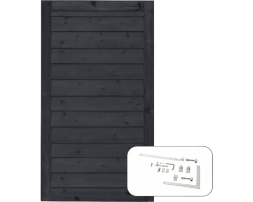 Enkelgrind PLUS Klink 100x163cm svart inkl. beslag Trädgårdsdörr i trä med beslag