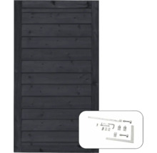 Trädörr med beslag för trädgårdshus