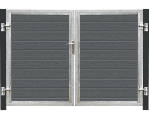 Dubbelgrind i metall med träpaneler