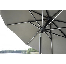 Underifrånvy av ett parasoll med LED-belysning