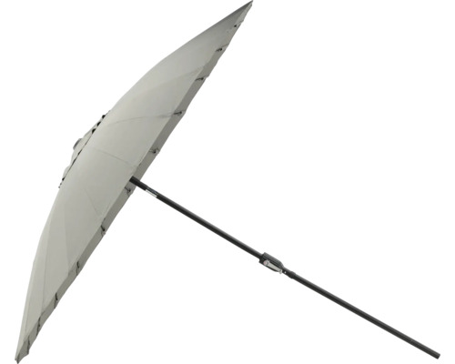 Grått parasoll med svart stolpe