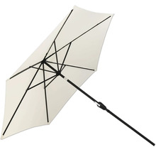 Rektangulärt parasoll med svart ram och ljus klädsel