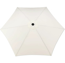 Översikt över ett öppet, sexkantigt parasoll