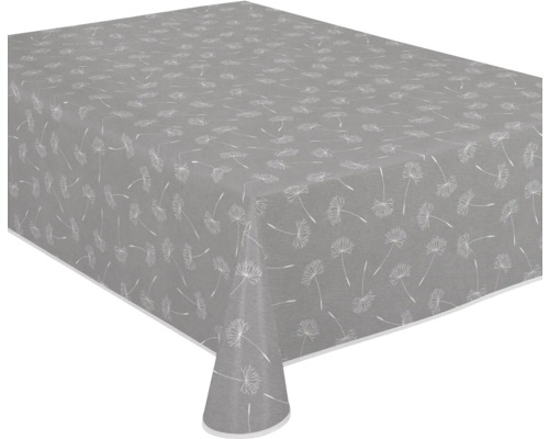 Grå duk med maskrosmönster på ett bord.