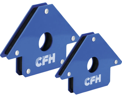 Två blå magnetiska svets vinklar med CFH logotypen