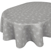 Grå duk med maskrosmönster för ovala bord