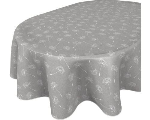 Grå duk med maskrosmönster för ovala bord