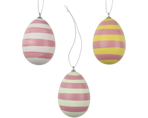 Påskägg hänge polystyren blandade färger Tre randiga påskägg för upphängning