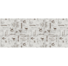 Kaffemotiv på folie: cappuccino, espresso, kaffe och kaffebönor.