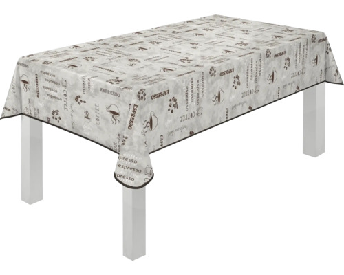 Bord med belagd duk med kaffemotiv