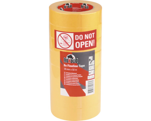 Maskeringstejp ROXOLID specialpapper gul guld 30mm 50m 8-pack Roxolid Fineline tejp, åtta rullar, 30 mm x 50 m