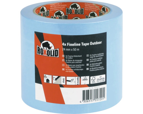 Maskeringstejp ROXOLID specialpapper blå 24mm 50m 4-pack Roxolid 4x Fineline Tape Outdoor, 24 mm x 50 m
